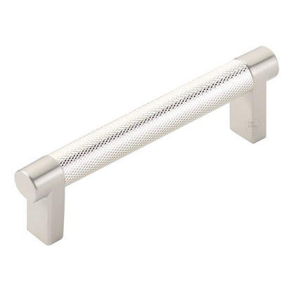 Emtek - Select Cabinet Pull 4 In C-C, Rectangular Stem, Knurled Bar