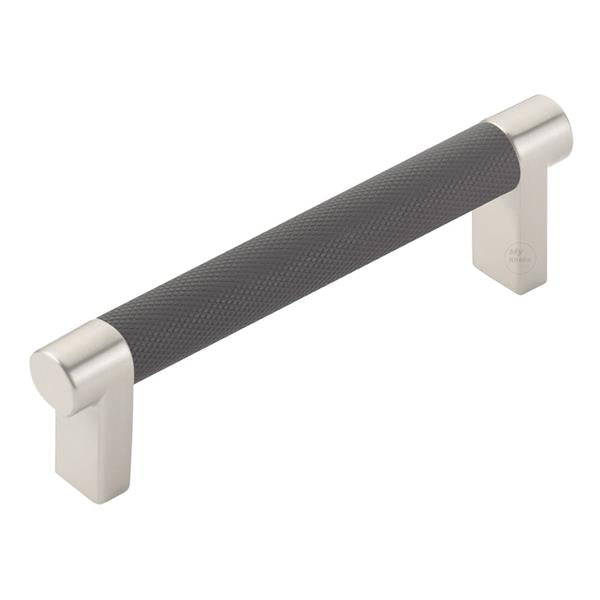 Emtek - Select Cabinet Pull 4 In C-C, Rectangular Stem, Knurled Bar