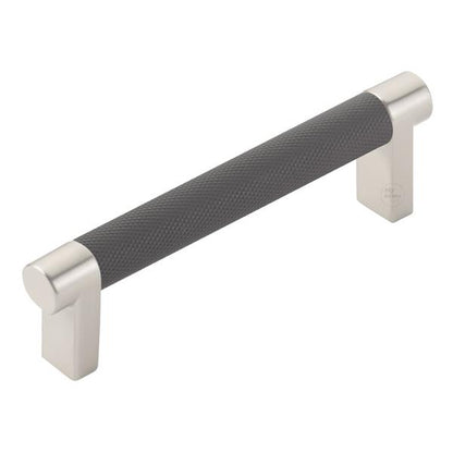 Emtek - Select Cabinet Pull 4 In C-C, Rectangular Stem, Knurled Bar