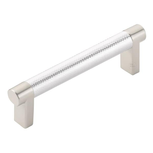 Emtek - Select Cabinet Pull 4 In C-C, Rectangular Stem, Knurled Bar