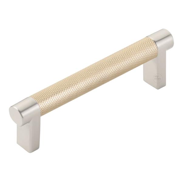 Emtek - Select Cabinet Pull 4 In C-C, Rectangular Stem, Knurled Bar