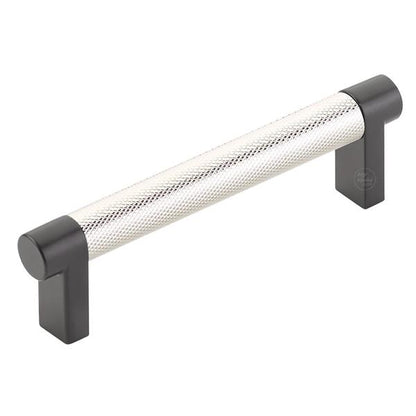 Emtek - Select Cabinet Pull 4 In C-C, Rectangular Stem, Knurled Bar
