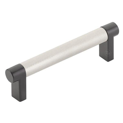 Emtek - Select Cabinet Pull 4 In C-C, Rectangular Stem, Knurled Bar