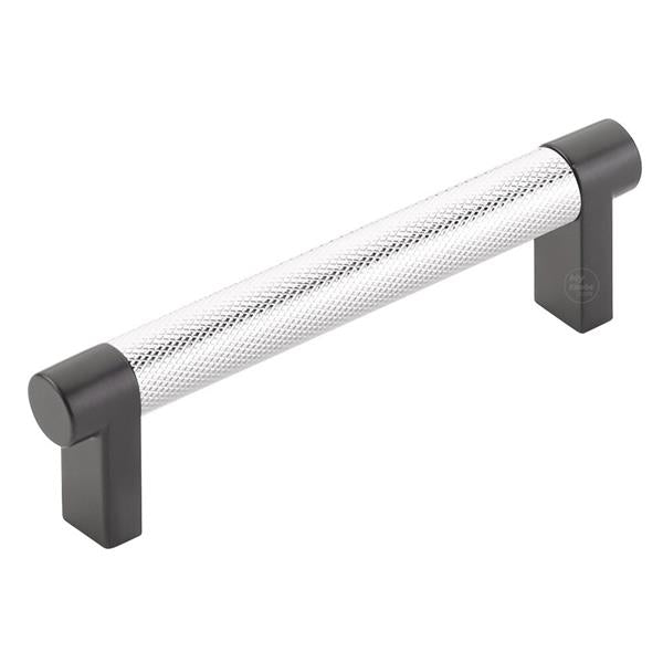 Emtek - Select Cabinet Pull 4 In C-C, Rectangular Stem, Knurled Bar