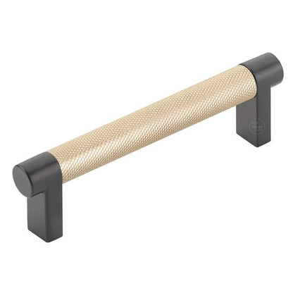 Emtek - Select Cabinet Pull 4 In C-C, Rectangular Stem, Knurled Bar