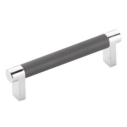 Emtek - Select Cabinet Pull 4 In C-C, Rectangular Stem, Knurled Bar