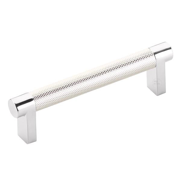 Emtek - Select Cabinet Pull 4 In C-C, Rectangular Stem, Knurled Bar