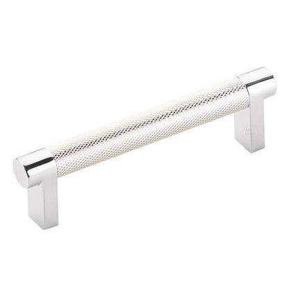 Emtek - Select Cabinet Pull 4 In C-C, Rectangular Stem, Knurled Bar