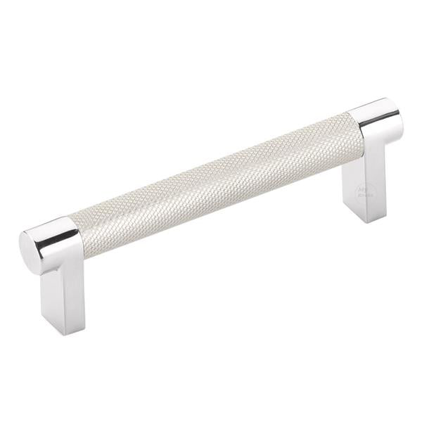 Emtek - Select Cabinet Pull 4 In C-C, Rectangular Stem, Knurled Bar