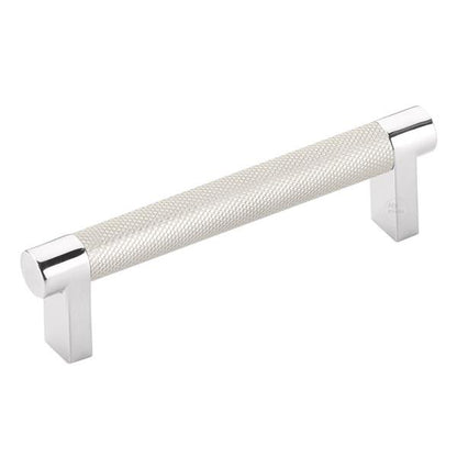 Emtek - Select Cabinet Pull 4 In C-C, Rectangular Stem, Knurled Bar