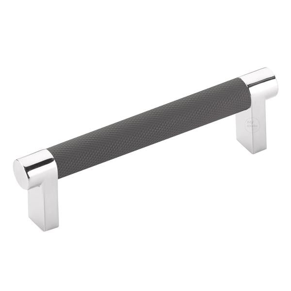 Emtek - Select Cabinet Pull 4 In C-C, Rectangular Stem, Knurled Bar
