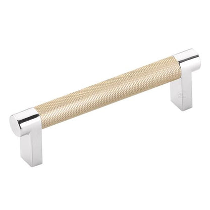 Emtek - Select Cabinet Pull 4 In C-C, Rectangular Stem, Knurled Bar