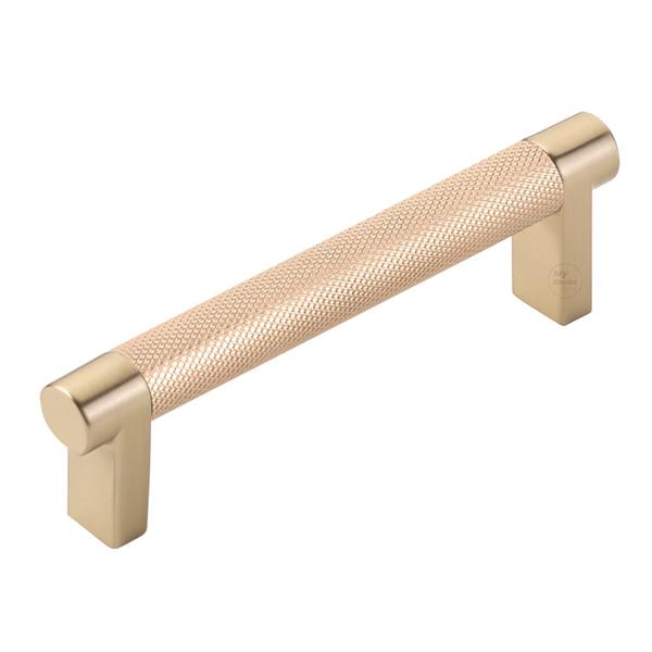Emtek - Select Cabinet Pull 4 In C-C, Rectangular Stem, Knurled Bar