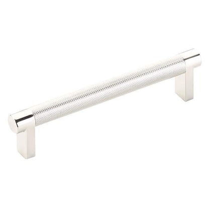 Emtek - Select Cabinet Pull 5 In C-C, Rectangular Stem, Knurled Bar
