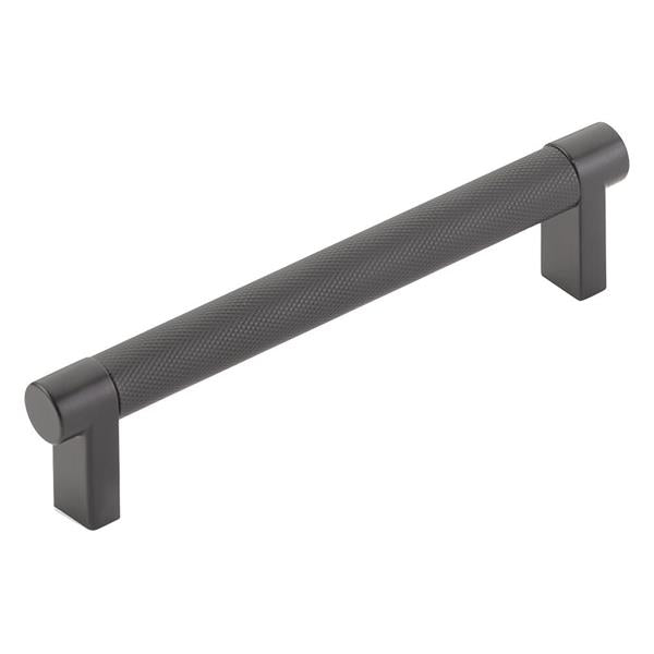 Emtek - Select Cabinet Pull 5 In C-C, Rectangular Stem, Knurled Bar