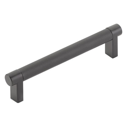 Emtek - Select Cabinet Pull 5 In C-C, Rectangular Stem, Knurled Bar