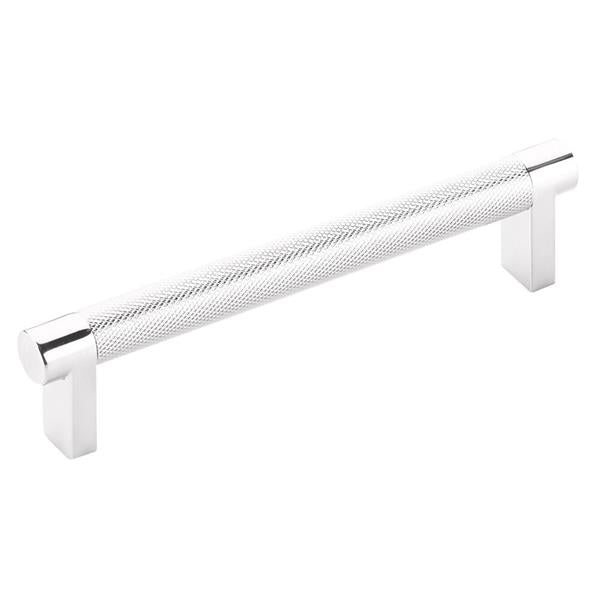 Emtek - Select Cabinet Pull 5 In C-C, Rectangular Stem, Knurled Bar