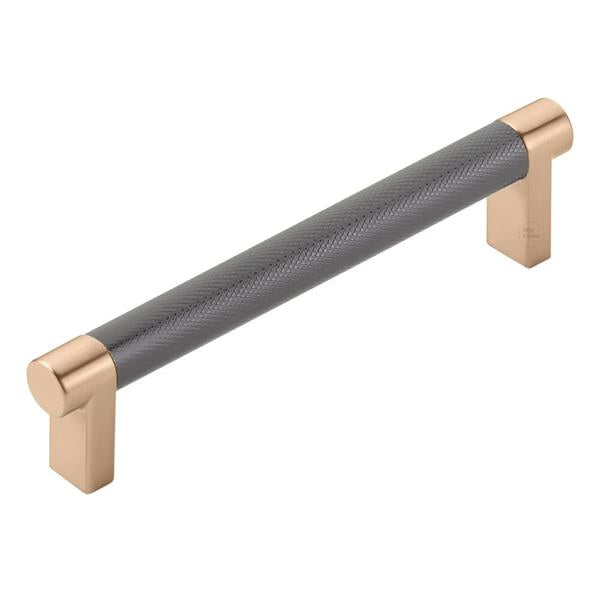 Emtek - Select Cabinet Pull 5 In C-C, Rectangular Stem, Knurled Bar