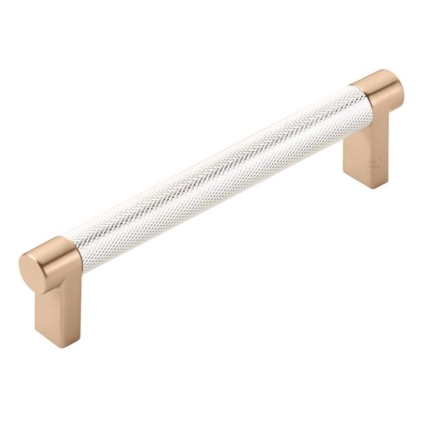 Emtek - Select Cabinet Pull 5 In C-C, Rectangular Stem, Knurled Bar