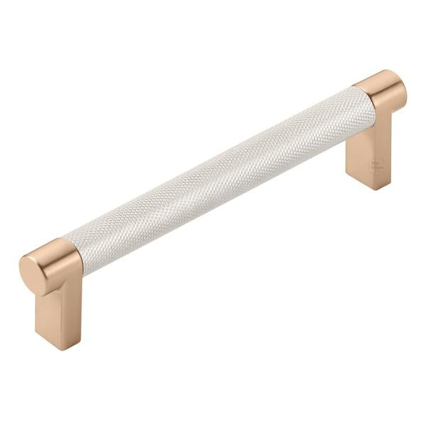 Emtek - Select Cabinet Pull 5 In C-C, Rectangular Stem, Knurled Bar
