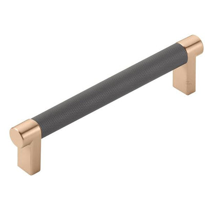Emtek - Select Cabinet Pull 5 In C-C, Rectangular Stem, Knurled Bar