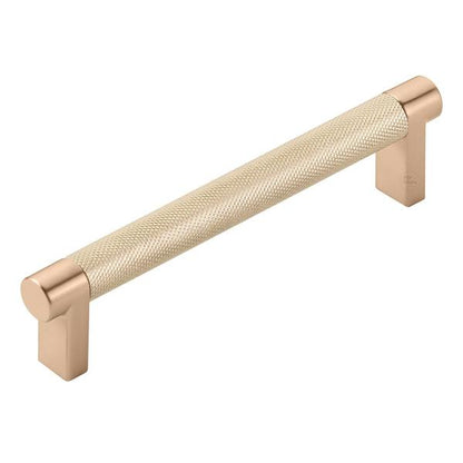 Emtek - Select Cabinet Pull 5 In C-C, Rectangular Stem, Knurled Bar