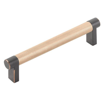 Emtek - Select Cabinet Pull 5 In C-C, Rectangular Stem, Knurled Bar
