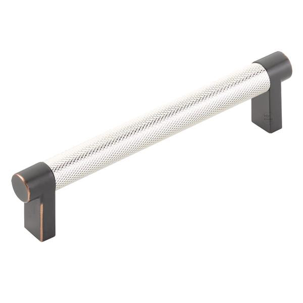 Emtek - Select Cabinet Pull 5 In C-C, Rectangular Stem, Knurled Bar