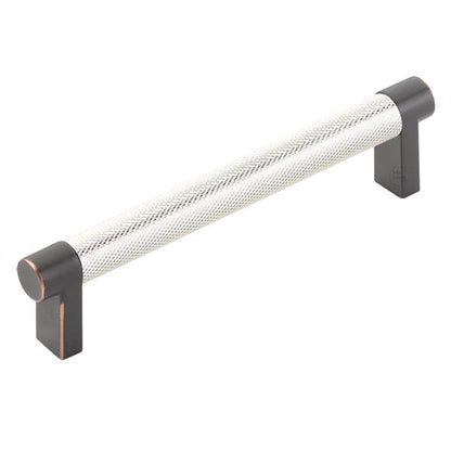 Emtek - Select Cabinet Pull 5 In C-C, Rectangular Stem, Knurled Bar