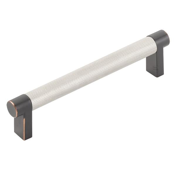 Emtek - Select Cabinet Pull 5 In C-C, Rectangular Stem, Knurled Bar