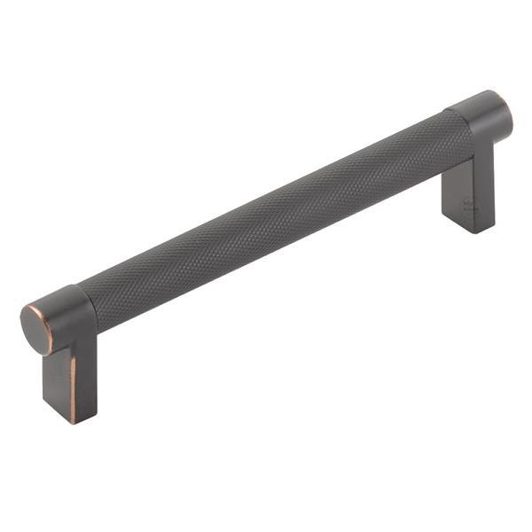 Emtek - Select Cabinet Pull 5 In C-C, Rectangular Stem, Knurled Bar