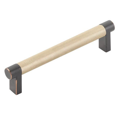 Emtek - Select Cabinet Pull 5 In C-C, Rectangular Stem, Knurled Bar