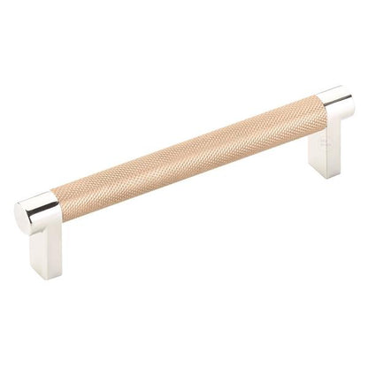 Emtek - Select Cabinet Pull 5 In C-C, Rectangular Stem, Knurled Bar