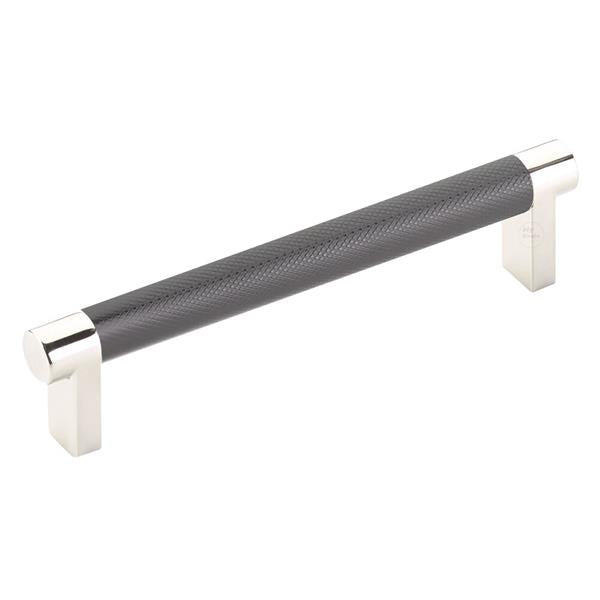 Emtek - Select Cabinet Pull 5 In C-C, Rectangular Stem, Knurled Bar