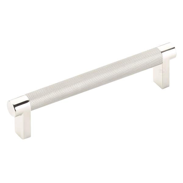 Emtek - Select Cabinet Pull 5 In C-C, Rectangular Stem, Knurled Bar