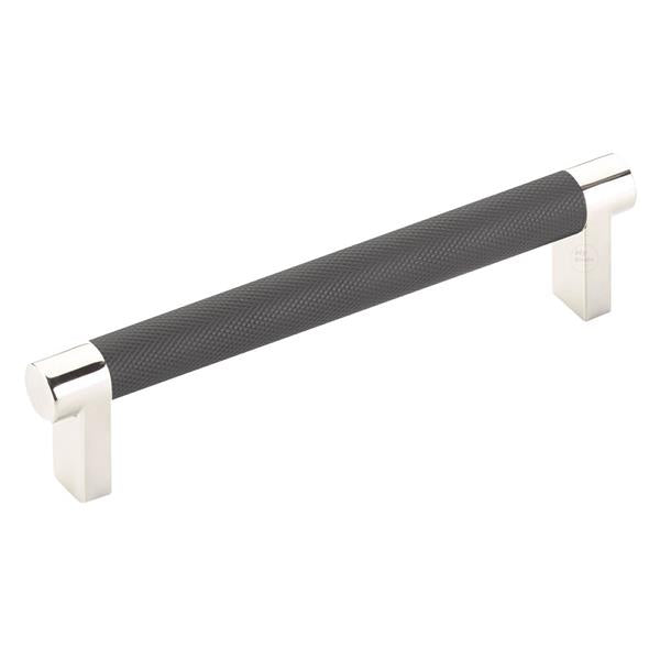 Emtek - Select Cabinet Pull 5 In C-C, Rectangular Stem, Knurled Bar