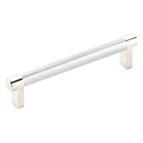Emtek - Select Cabinet Pull 5 In C-C, Rectangular Stem, Knurled Bar