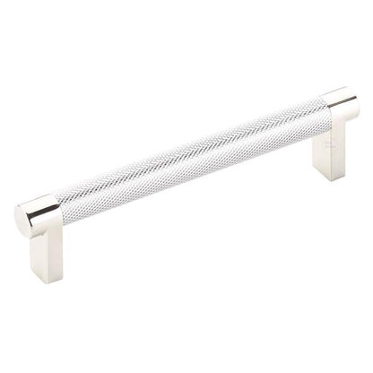Emtek - Select Cabinet Pull 5 In C-C, Rectangular Stem, Knurled Bar