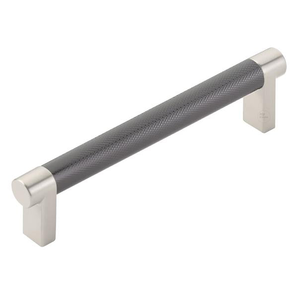 Emtek - Select Cabinet Pull 5 In C-C, Rectangular Stem, Knurled Bar