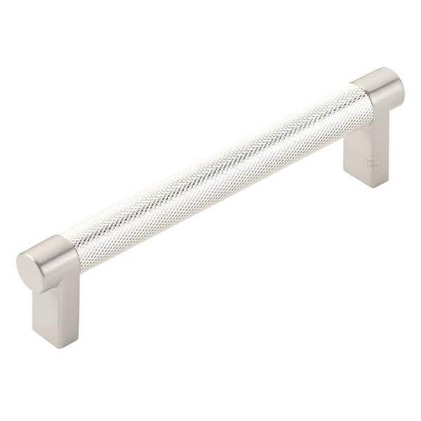 Emtek - Select Cabinet Pull 5 In C-C, Rectangular Stem, Knurled Bar