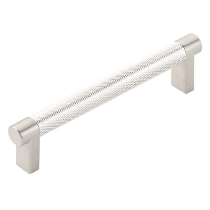 Emtek - Select Cabinet Pull 5 In C-C, Rectangular Stem, Knurled Bar