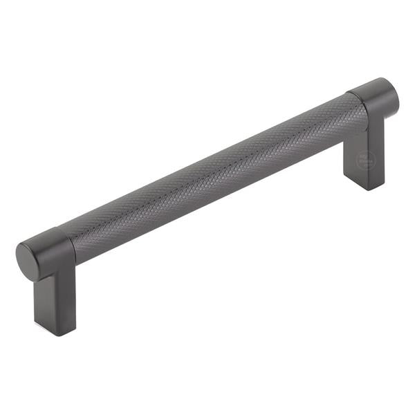 Emtek - Select Cabinet Pull 5 In C-C, Rectangular Stem, Knurled Bar