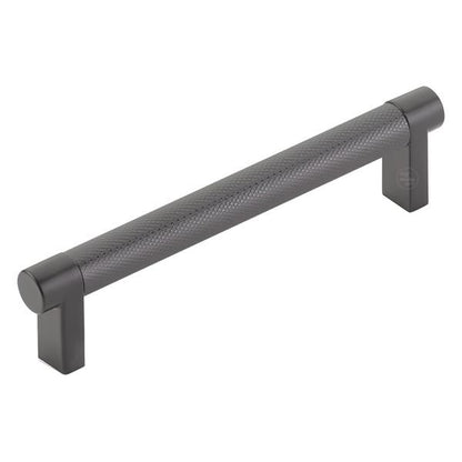 Emtek - Select Cabinet Pull 5 In C-C, Rectangular Stem, Knurled Bar