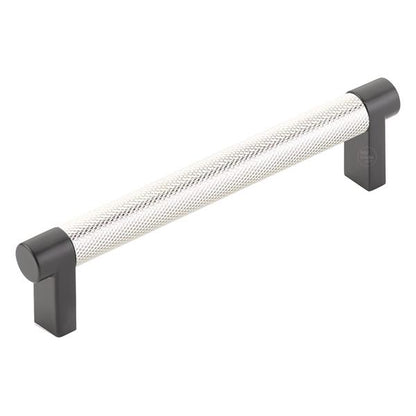 Emtek - Select Cabinet Pull 5 In C-C, Rectangular Stem, Knurled Bar