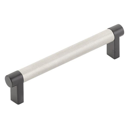 Emtek - Select Cabinet Pull 5 In C-C, Rectangular Stem, Knurled Bar