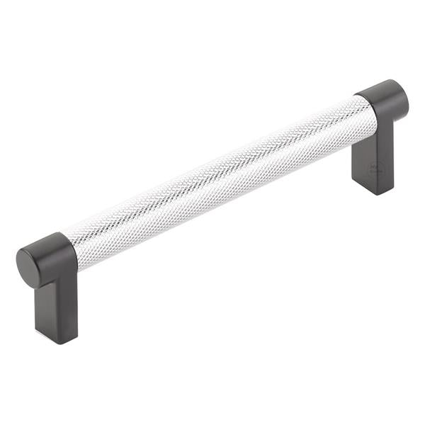 Emtek - Select Cabinet Pull 5 In C-C, Rectangular Stem, Knurled Bar