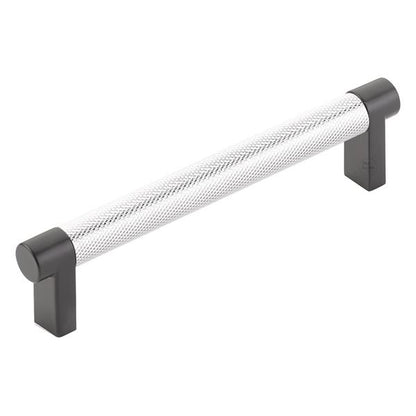Emtek - Select Cabinet Pull 5 In C-C, Rectangular Stem, Knurled Bar