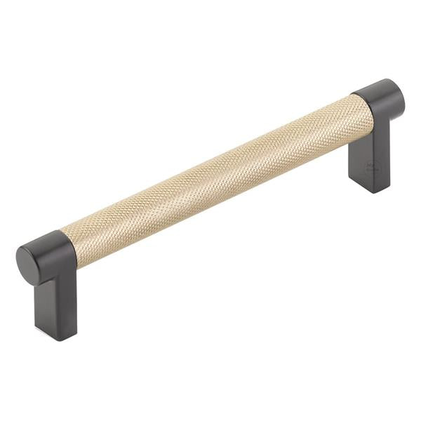 Emtek - Select Cabinet Pull 5 In C-C, Rectangular Stem, Knurled Bar