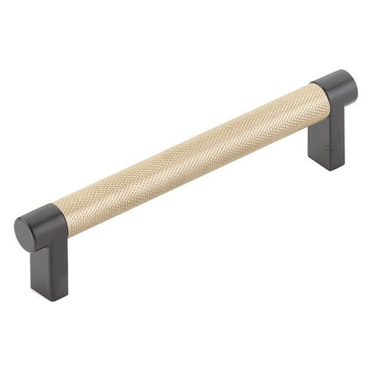 Emtek - Select Cabinet Pull 5 In C-C, Rectangular Stem, Knurled Bar