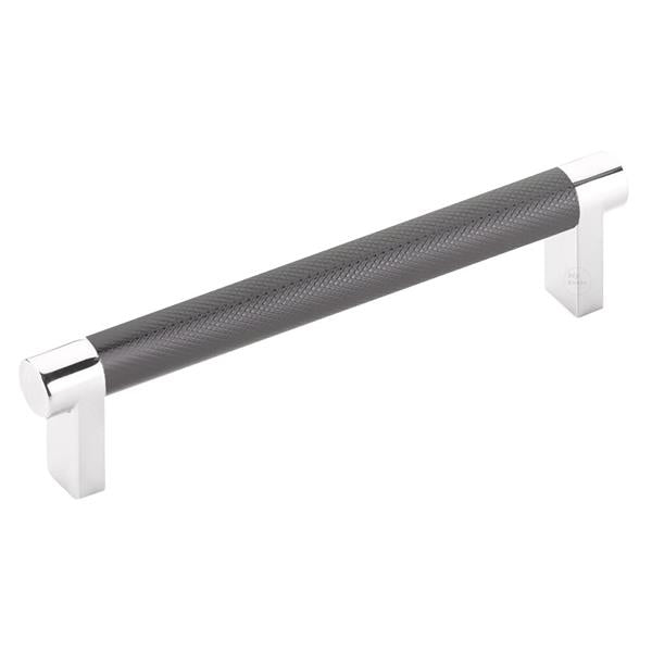 Emtek - Select Cabinet Pull 5 In C-C, Rectangular Stem, Knurled Bar